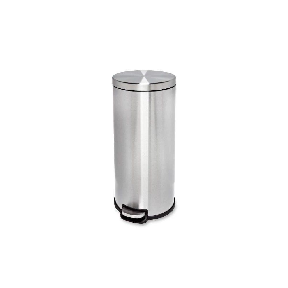 30 Liter Round Stainless Steel Step Trash Can With Removable Inner Bucket