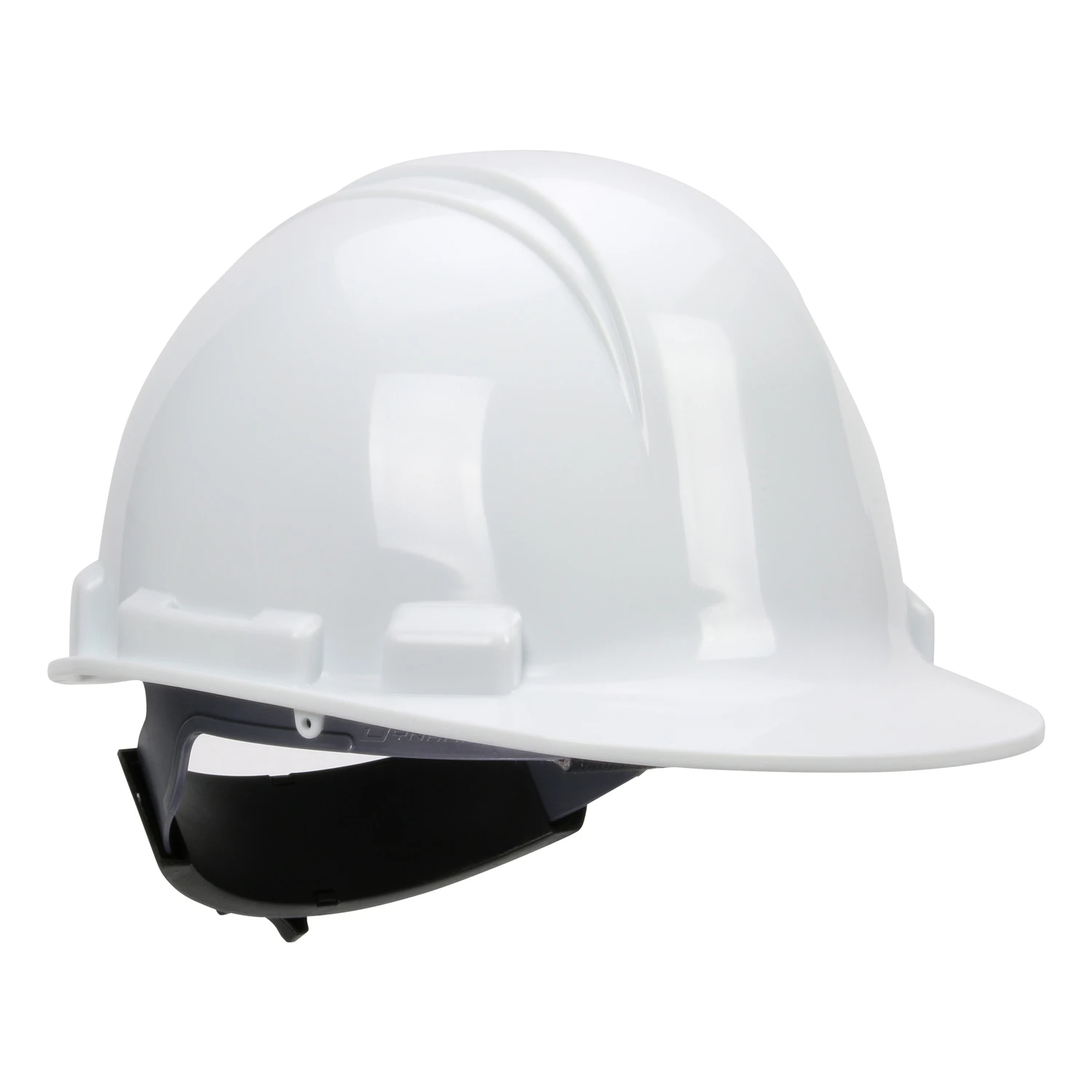 White Cap Style Wheel Ratchet Hard Hat With 4-point Suspension