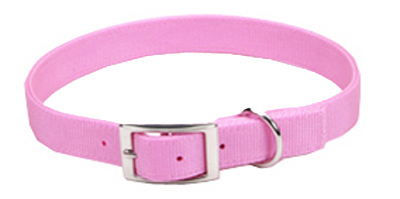 Double Ply Nylon Dog Collar, 1 X 22-inch, Pink