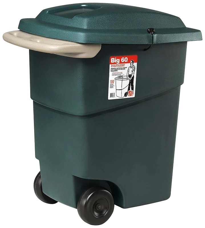 Big 60 Gallon Roto-tough Wheeled Trash Can - Model 566000
