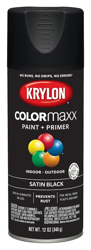 Colormaxx 12 Oz. Satin Black Spray Paint With Rust Protection