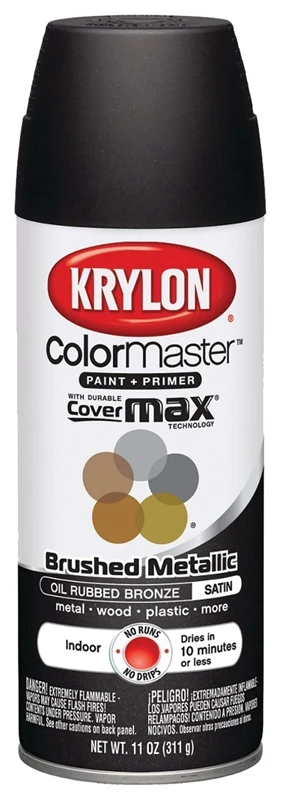 Colormaster Brushed Metallic Spray Paint, Indoor Use, Oil Rubbed Bronze, 11 Oz.