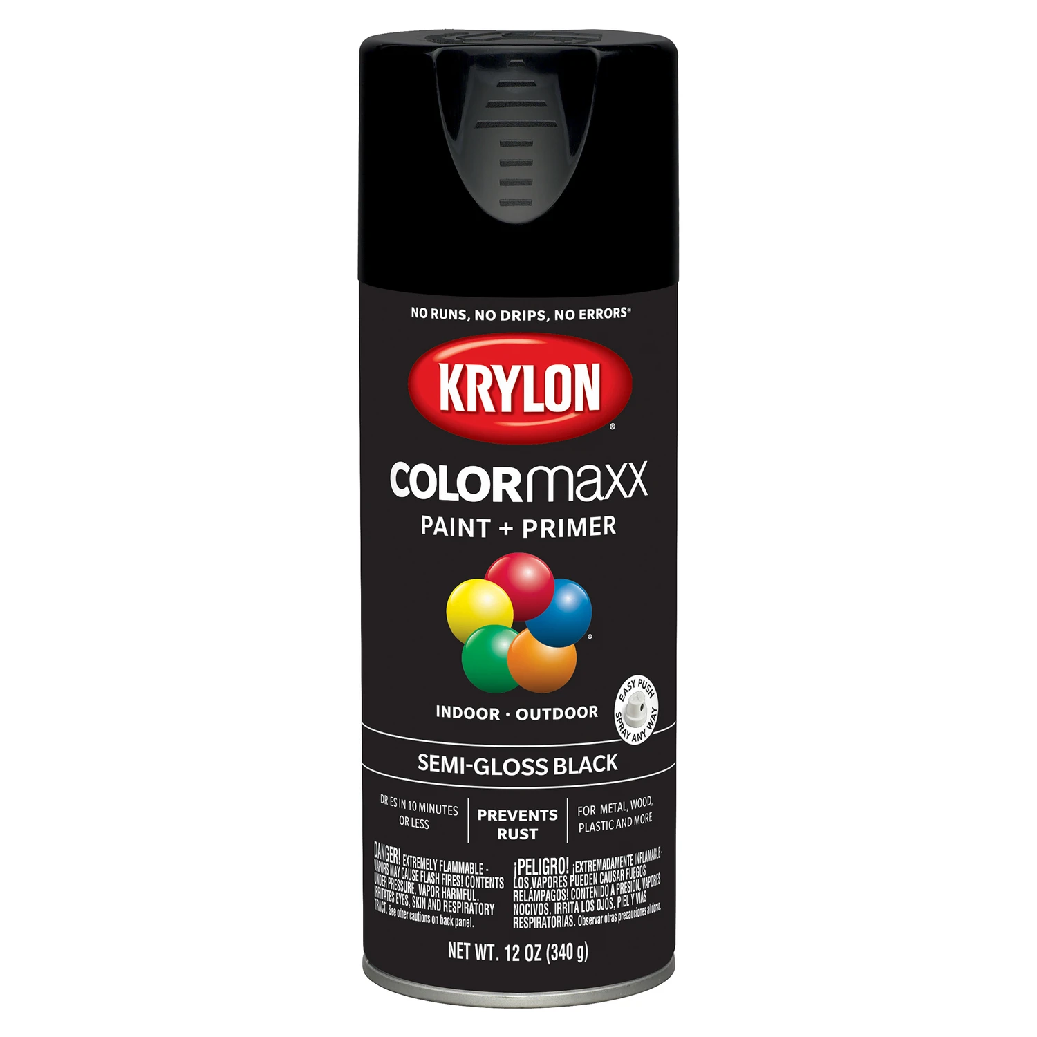 Colormaxx 12 Oz. Semi-gloss Black Spray Paint With Primer