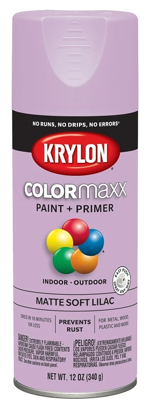 Colormaxx Matte Spray Paint & Primer, Soft Lilac, 12 Oz.
