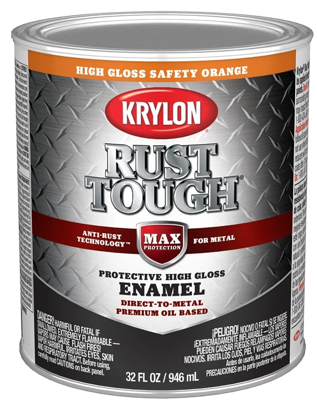Krylon Rust Tough  Gloss Anti-Rust Safety Color Rust Control Enamel, Safety Orange, 1 Qt.