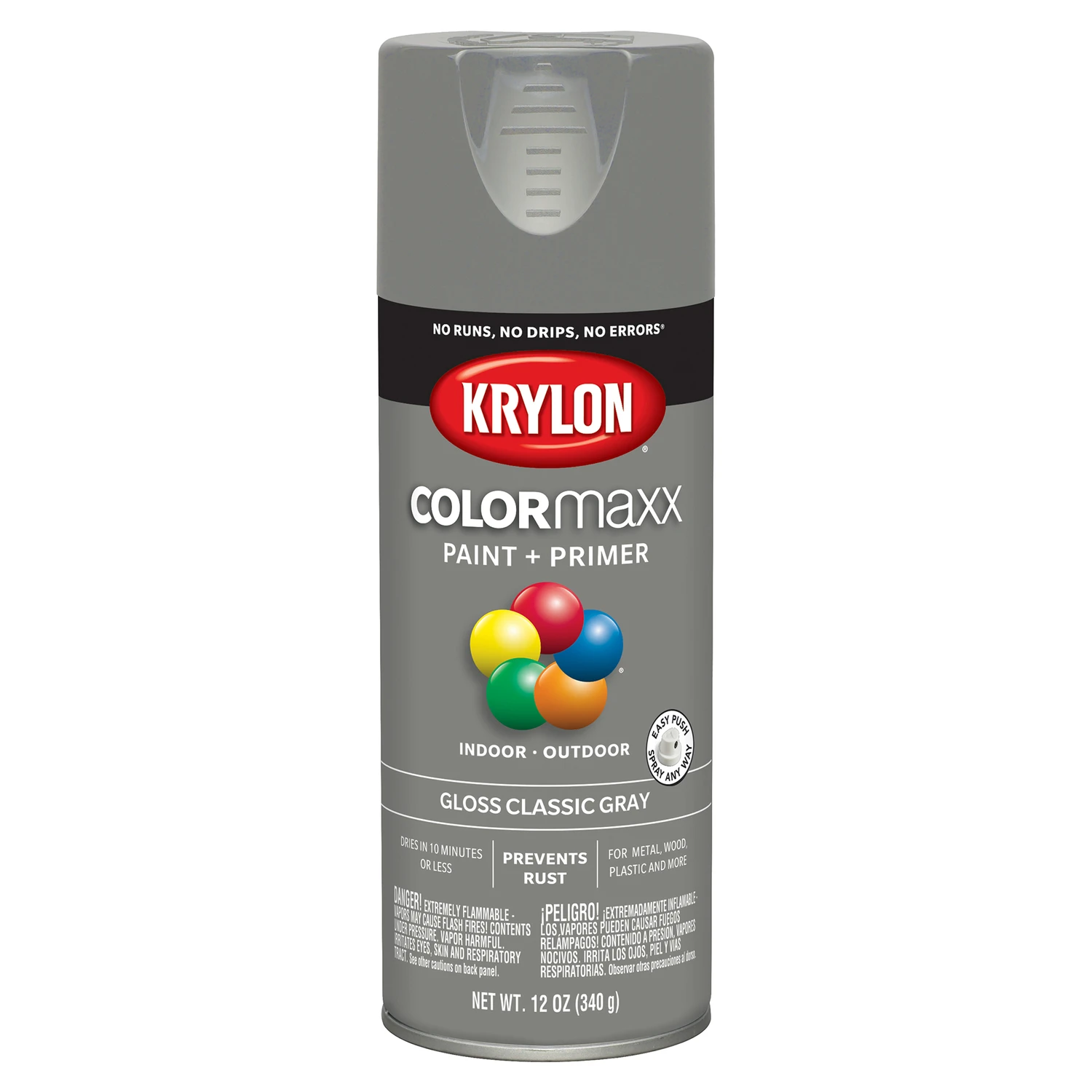 COLORmaxx Gloss Classic Gray Spray Paint and Primer, 12 Ounce Can