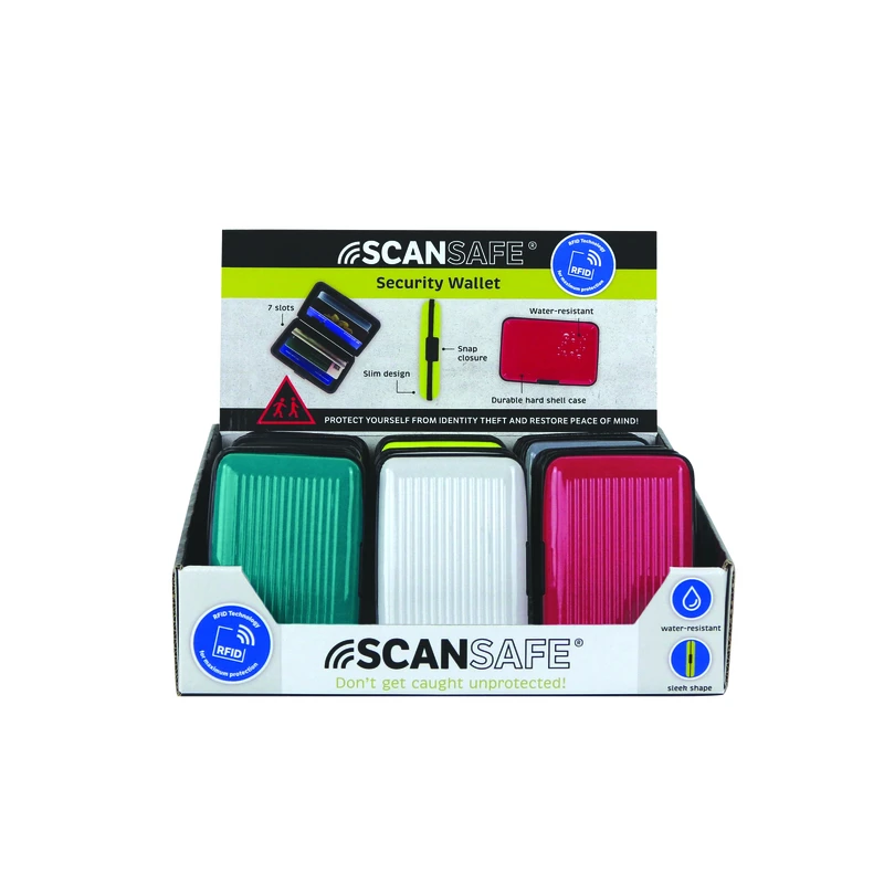 Security Wallet, Hard Shell, 7 Slots, Assorted Colors