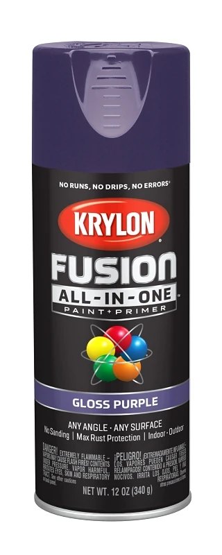 Fusion All-In-One Spray Paint and Primer, Gloss Finish, Purple Color, 12 Ounce Can