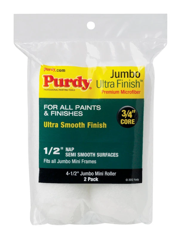 Purdy Ultra Finish Microfiber 4.5 in. W X 1/2 in. Jumbo Mini Paint Roller Cover 2 pk