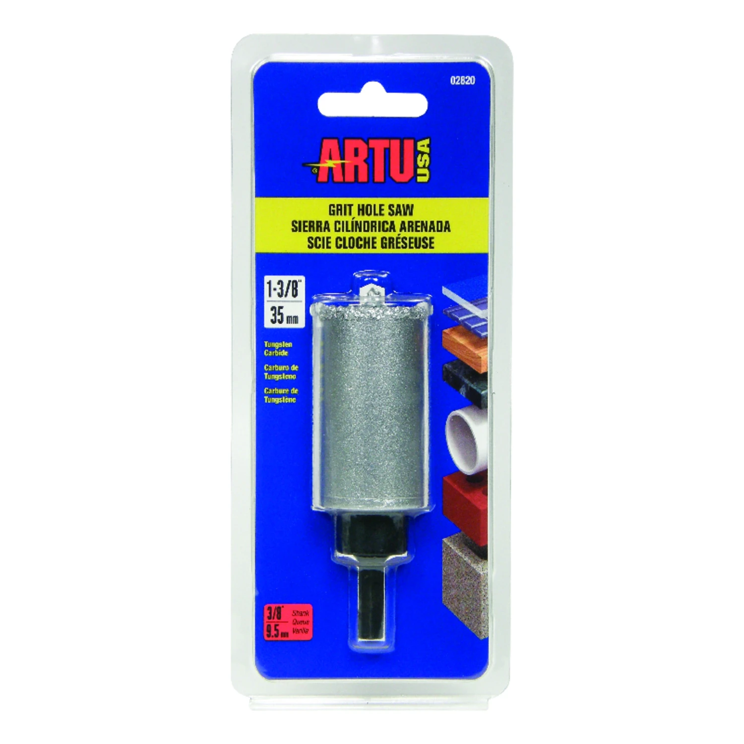 1-3/8 In. Tungsten Carbide Grit Hole Saw With Arbor And Pilot Bit