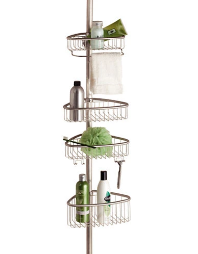 Inter Design Forma Brushed Stainless Steel Tension Pole Caddy - Versatile Storage Solution