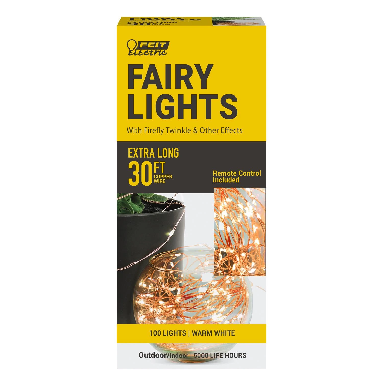 Electric Led Fairy String Lights Warm White 30 Ft. 100 Lights Model Fy30-100/ww/cpr