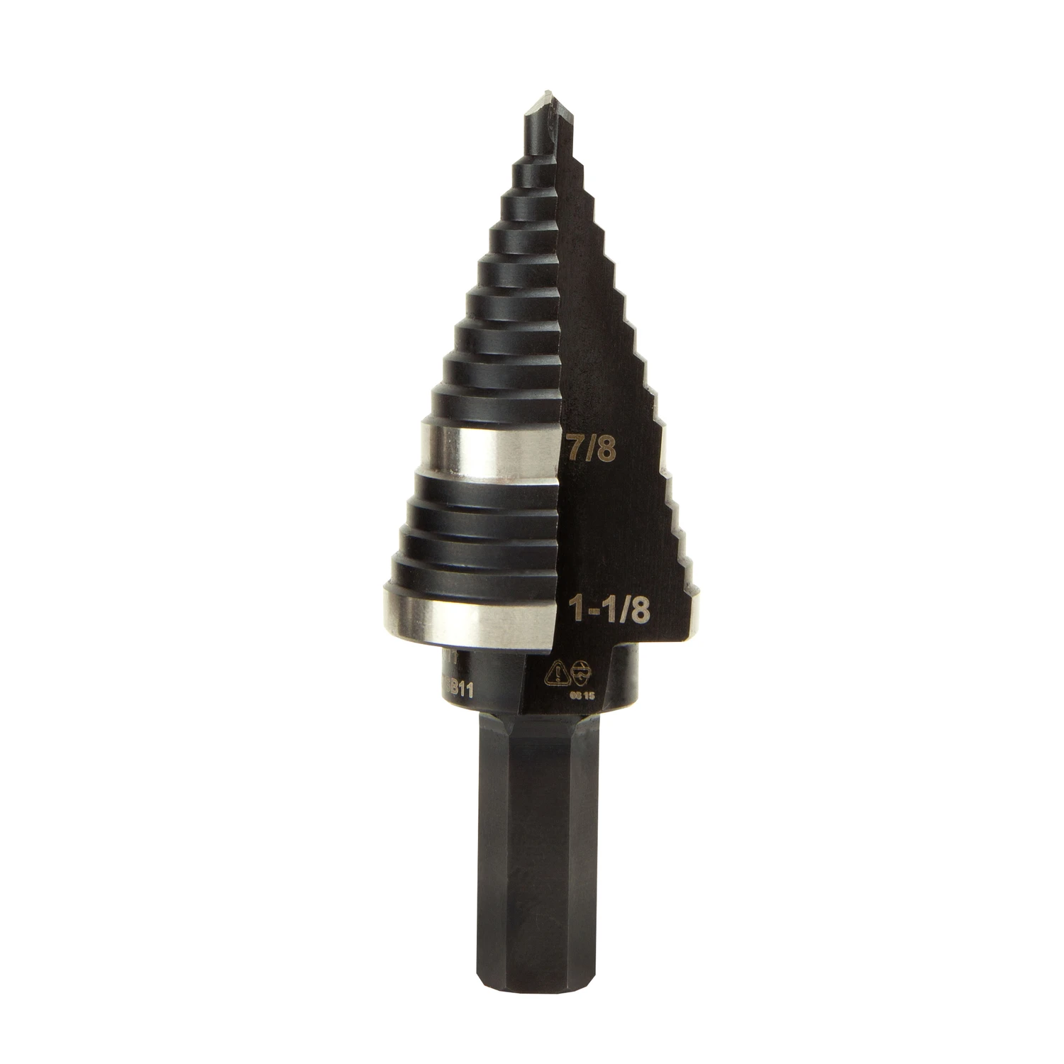3.15 In. High Speed Steel Double Flute Step Drill Bit Hex Shank