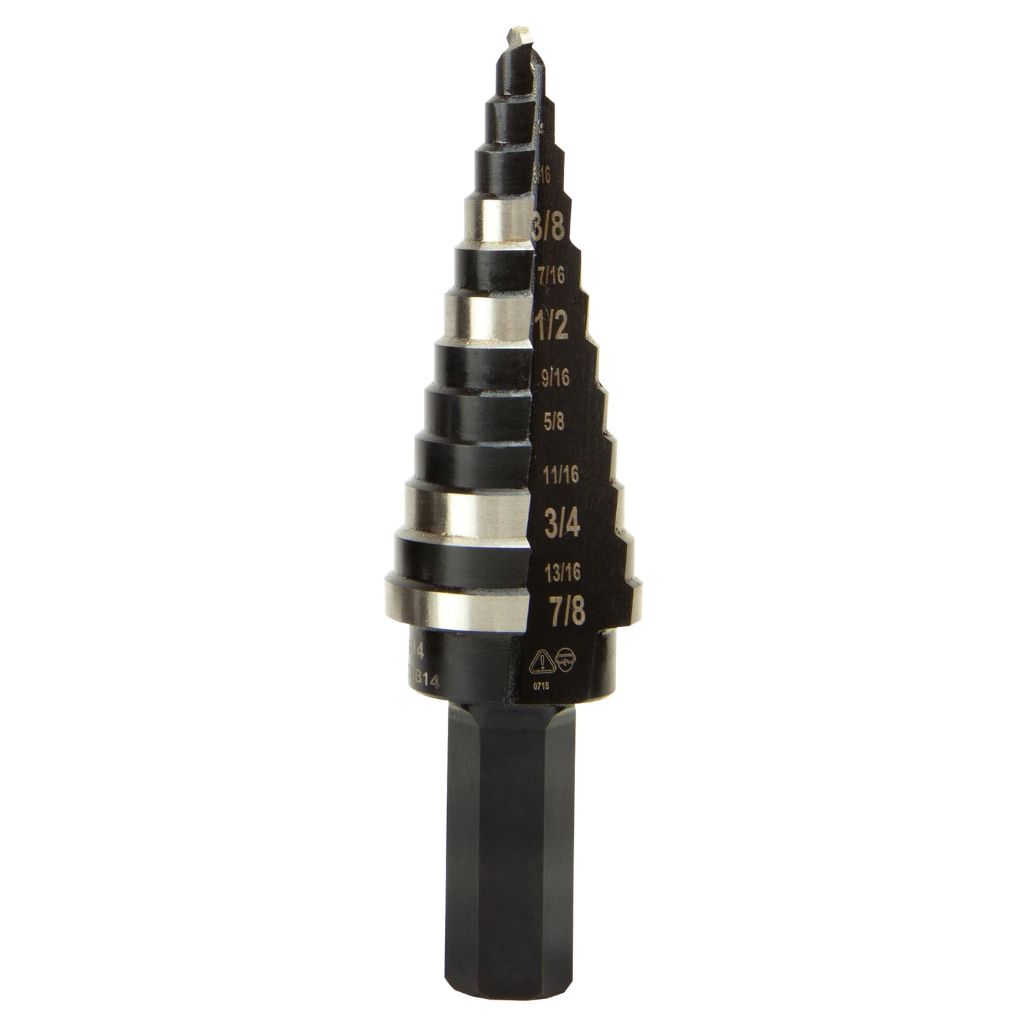 High Speed Steel Double Flute Step Drill Bit 3/8 In. Hex Shank