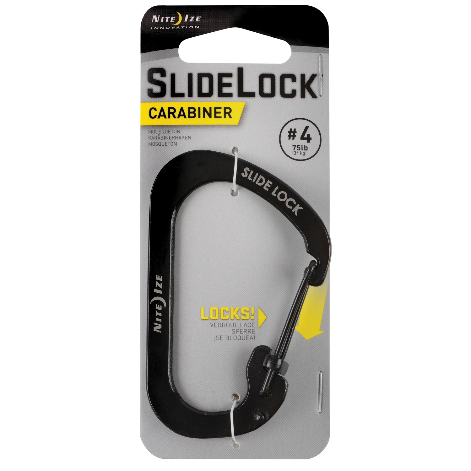 Slidelock 3.1 In. D Stainless Steel Black Carabiner Key Holder