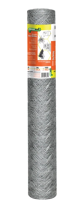 36 Inch High X 150 Feet Long 20 Gauge Silver Poultry Netting
