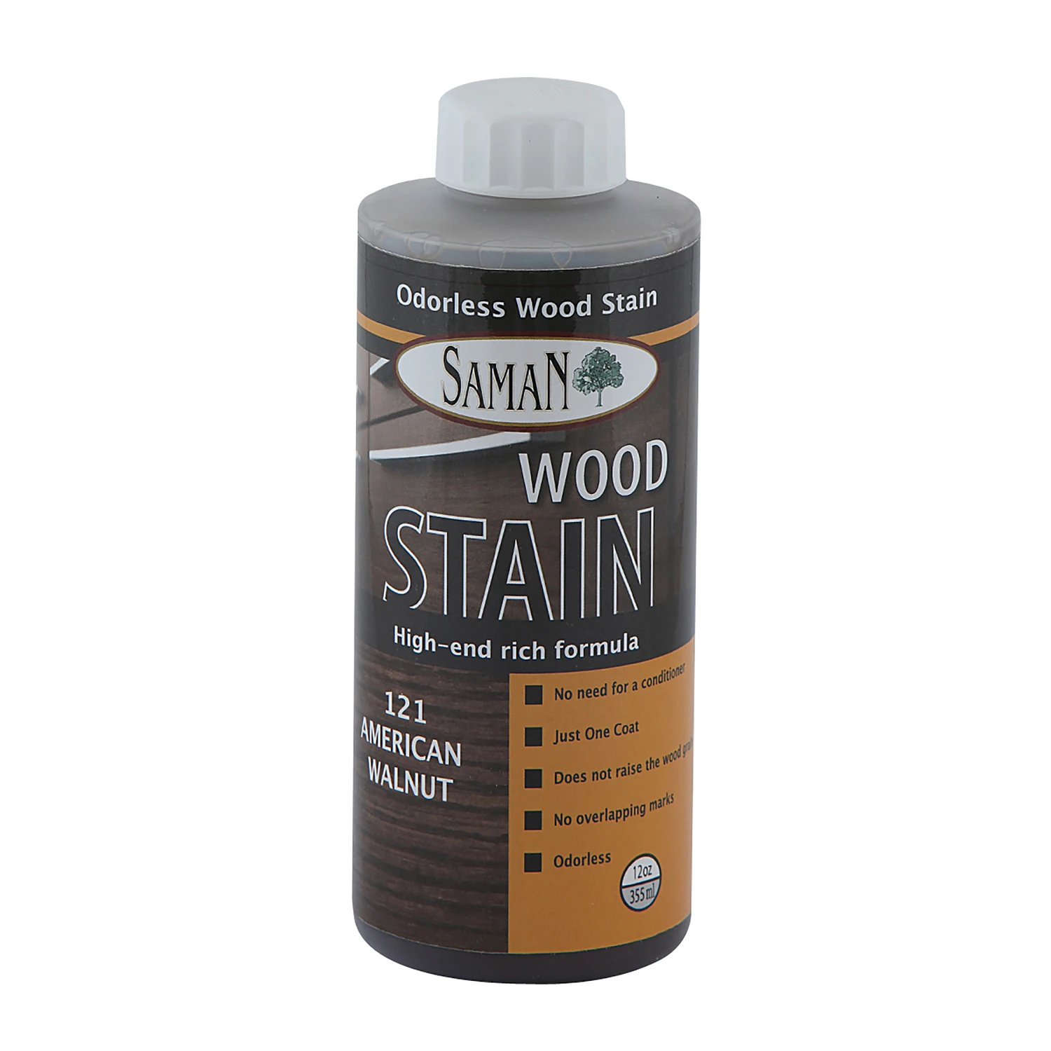 Semi-transparent American Walnut Water-based Wood Stain 12 Ounce Container