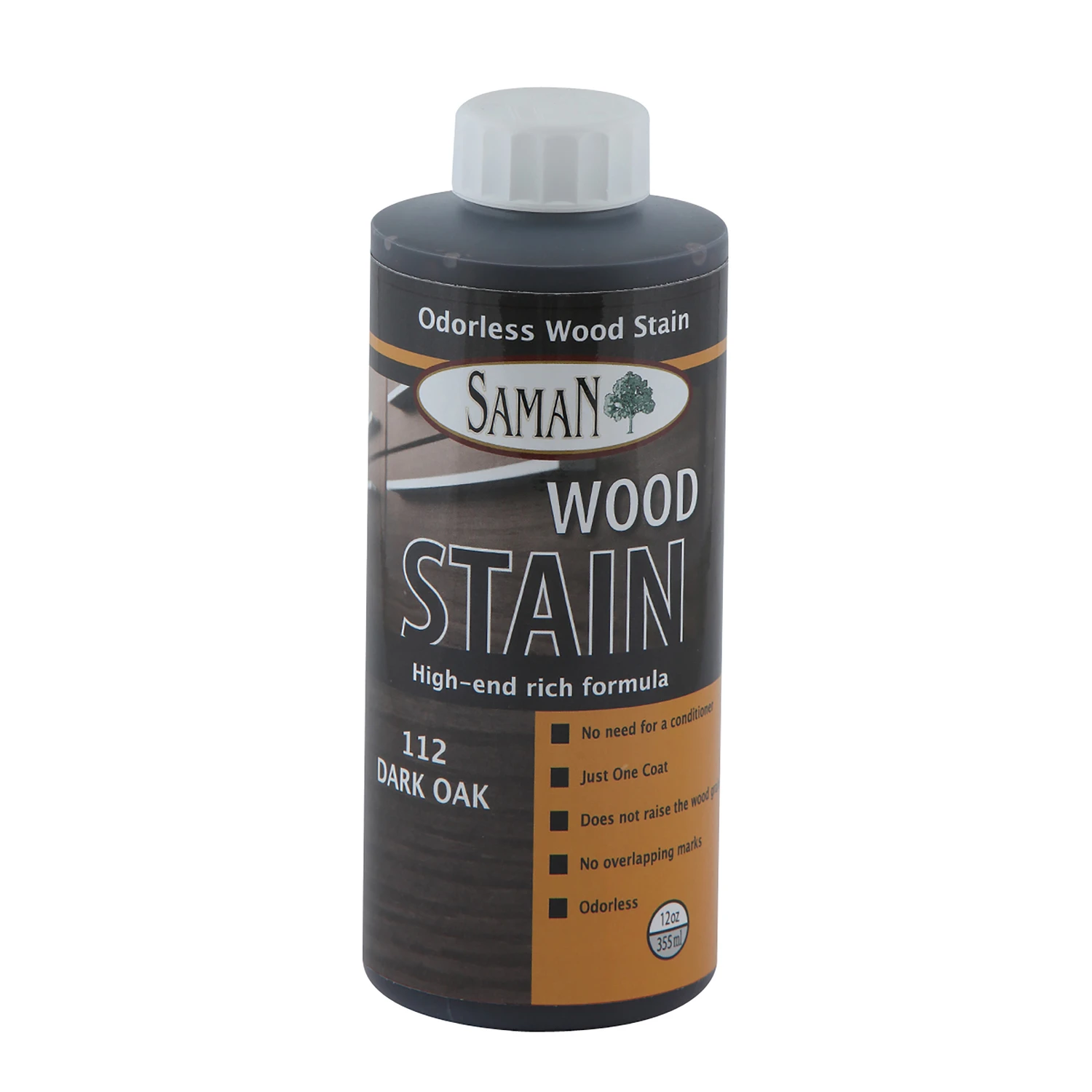 Saman Semi-transparent Dark Oak Water-based Wood Stain 12 Ounce Container