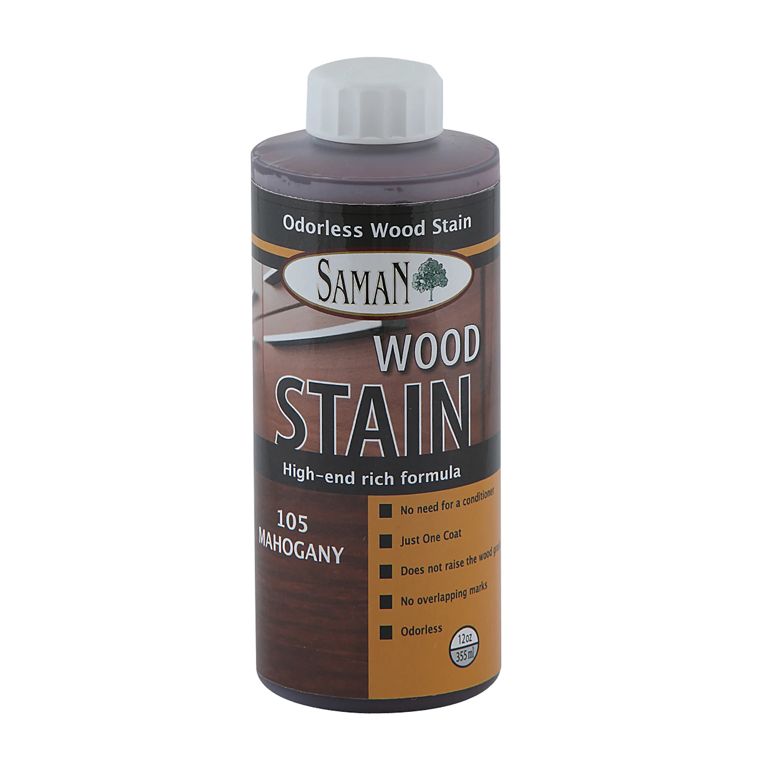 Saman Semi-transparent Mahogany Water-based Wood Stain 12 Ounce Container