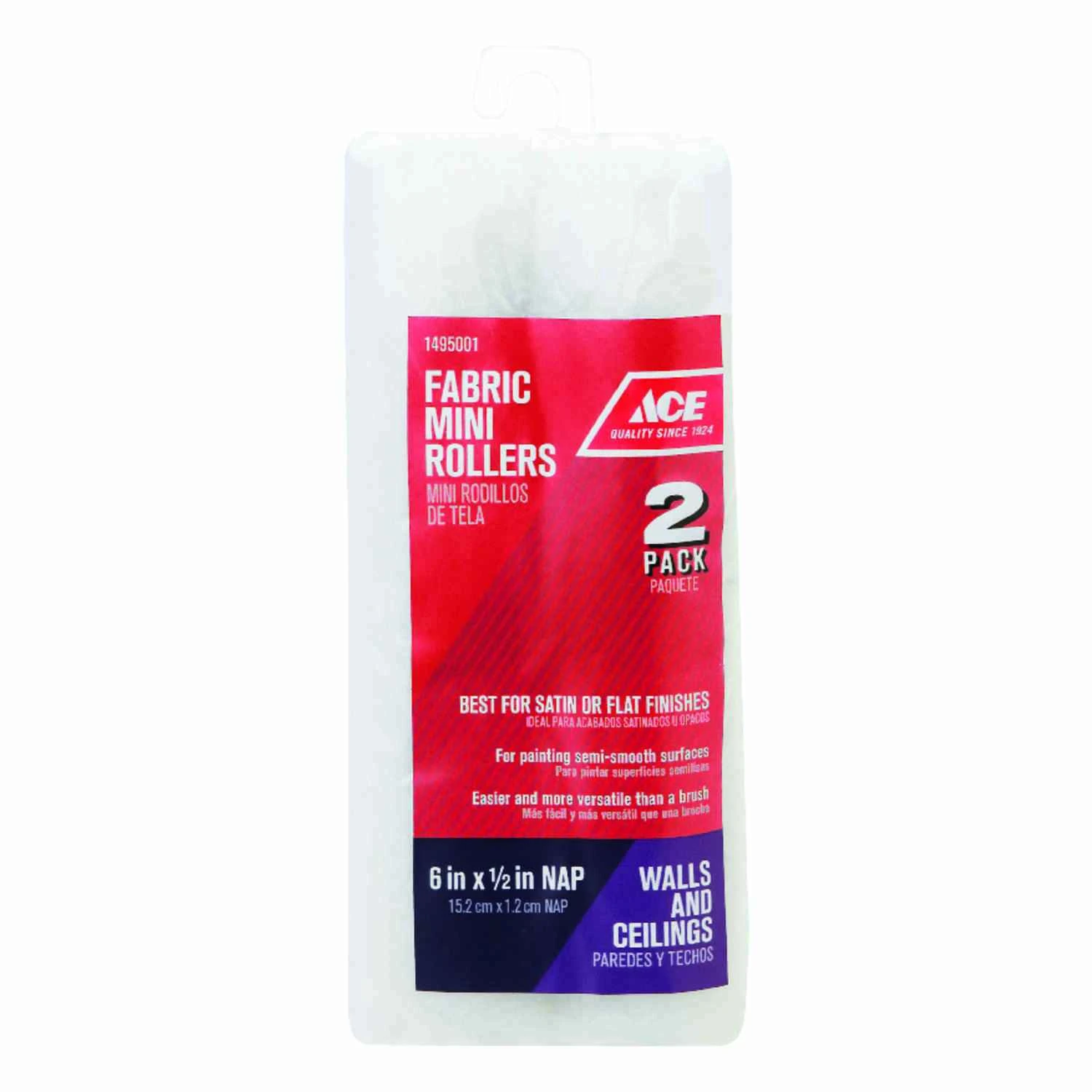 Knit Mini Paint Roller Cover 1/2 In. X 6 In. W, 2 Pk, Model 2005669