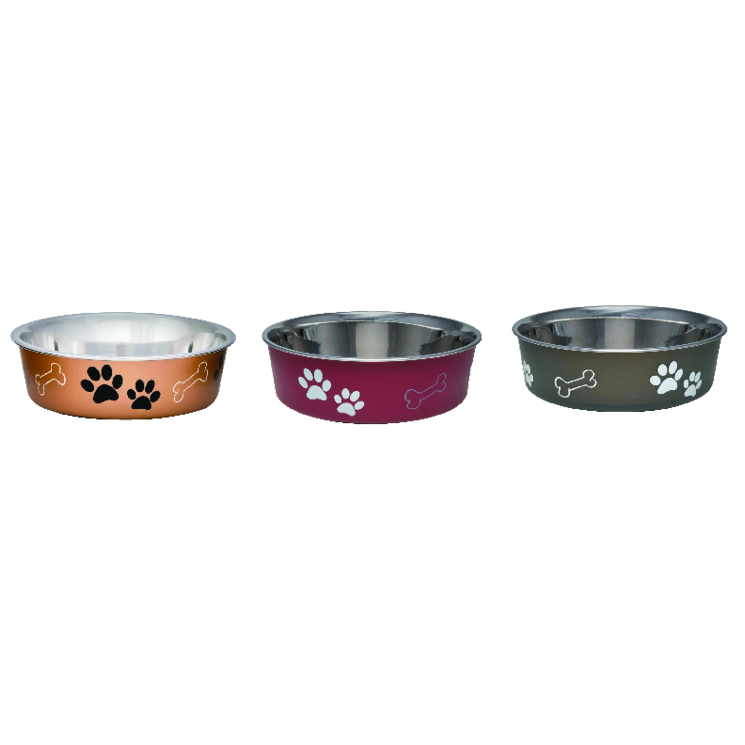 Assorted Bones And Paw Prints Stainless Steel Medium Dog Bowl 7405mbm