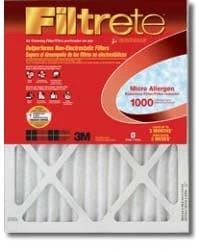 16x25 x 1 In. Micro Allergen Defense Pleated Furnace Air Filter, Red, MPR 1000, 3 Months