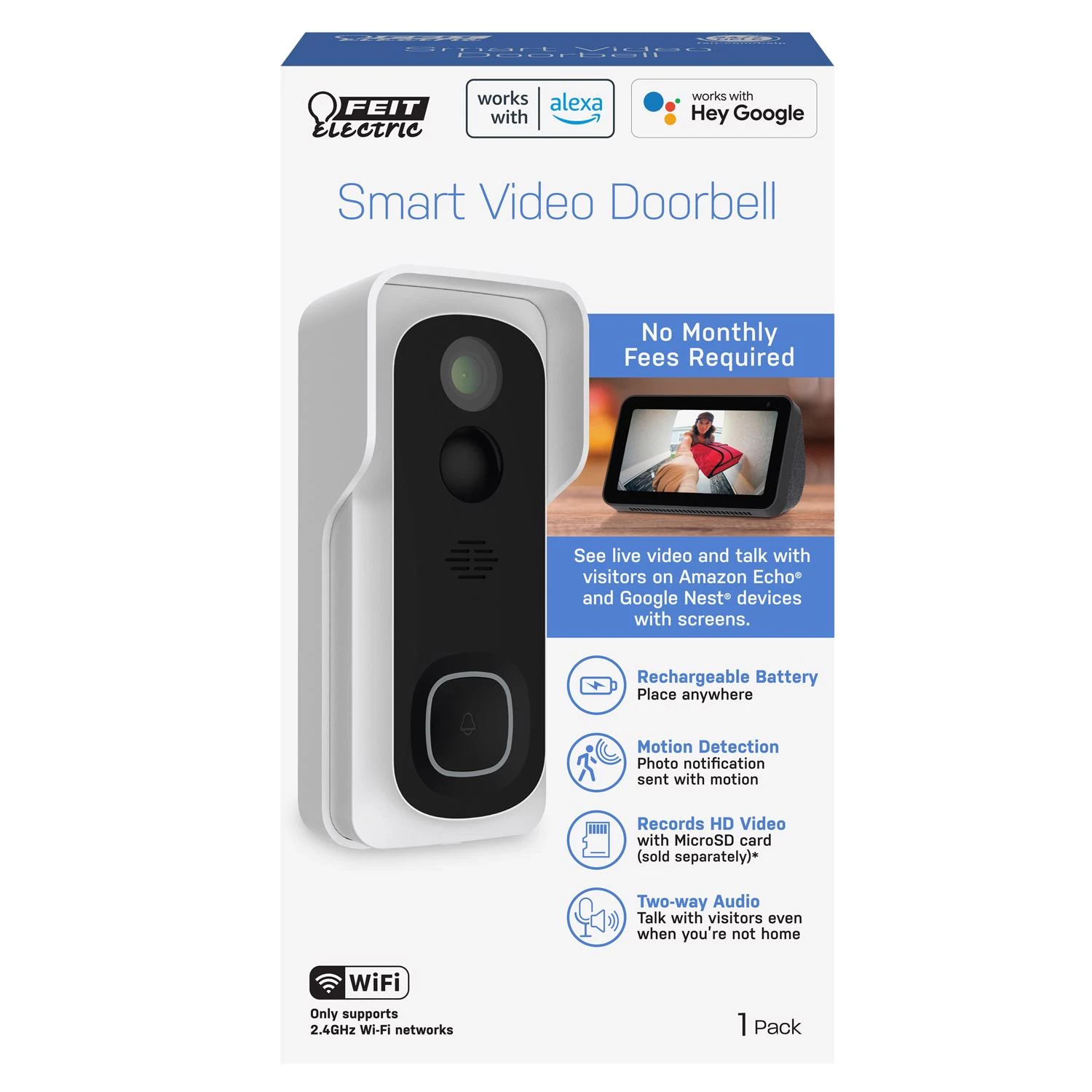Smart Home Wireless Video Doorbell With Built-in Wifi And Real-time Alerts