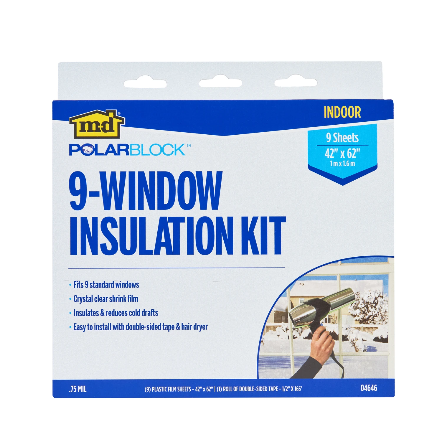M-D BUILDING PRODUCTS Clear 9-Window Indoor Insulation Kit 62 in. W X 42 in. L