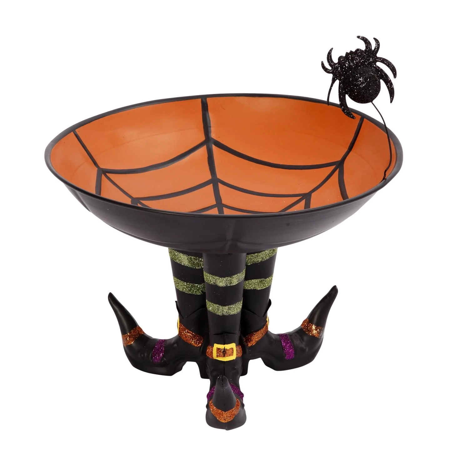 Gerson 11.25 In. Candy Bowl On Witch Boots Tabletop Decor With Spider
