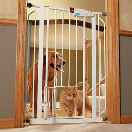 Extra Tall Walk-thru Pet Gate With Door, 41 Inches Tall, Expands 29-52 Inches Wide
