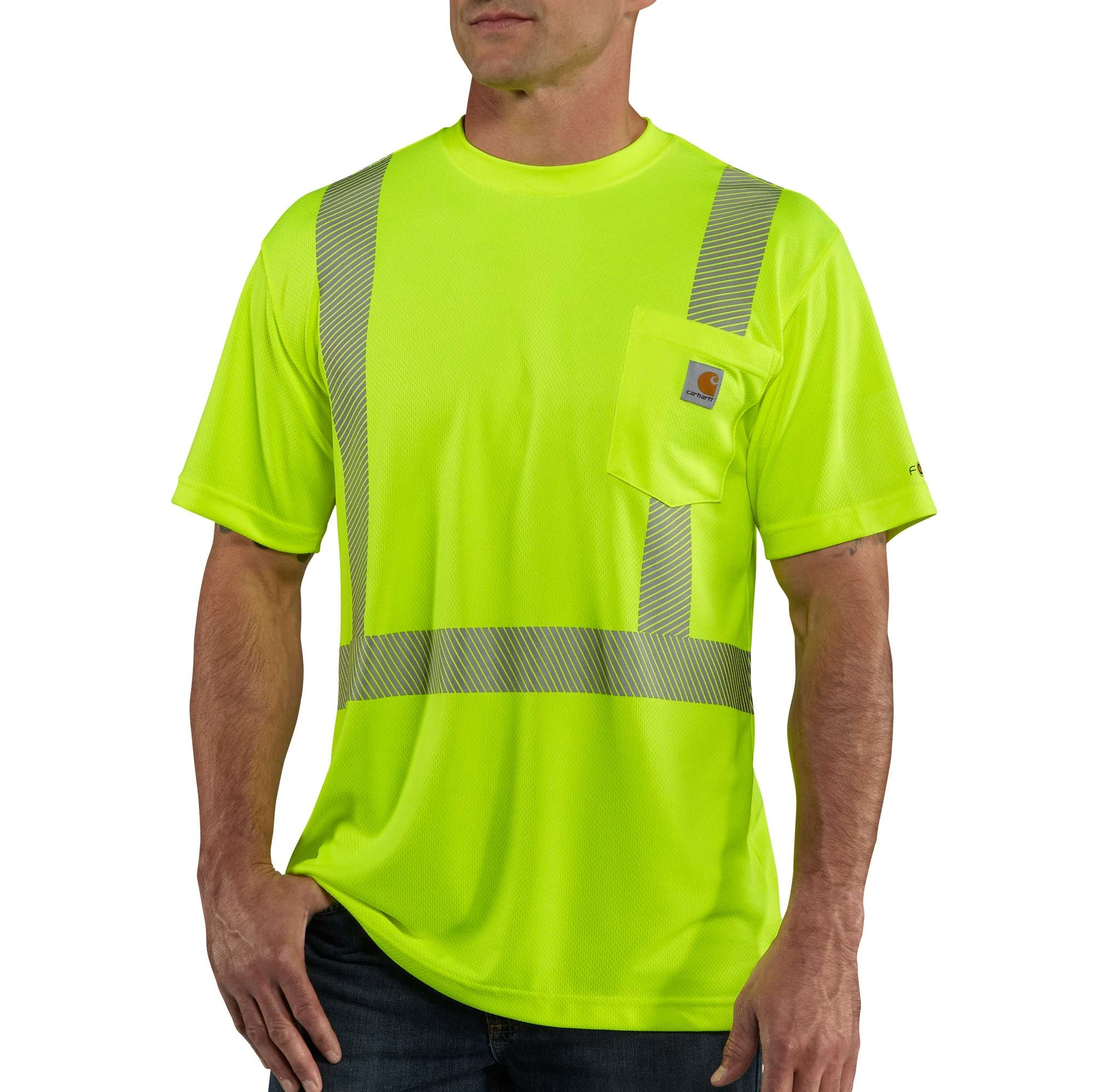 Men's Force High-visibility Short-sleeve Class 2 T-shirt - 2xl Tall - Brite Lime