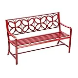 56 In. Red Butterfly Metal Outdoor Garden Bench