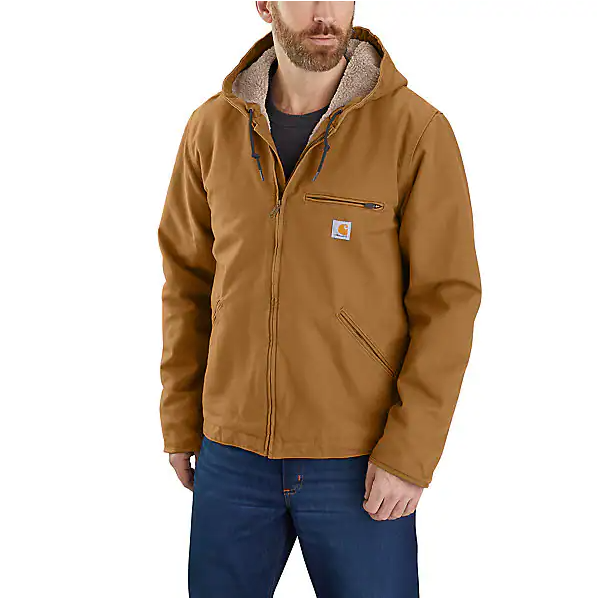 Relaxed Fit Washed Duck Sherpa-lined Jacket - Large Regular - Carhartt Brown