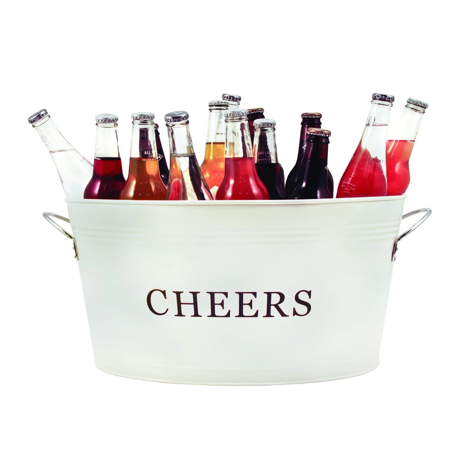 Rustic Farmhouse Cheers White Metal Galvanized Tub For Outdoor Entertaining