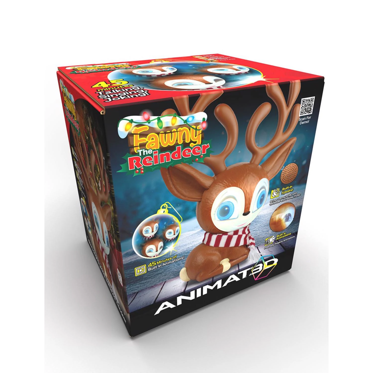 Animat3d Fawny The Reindeer Animated Indoor Christmas Decor 10 In.