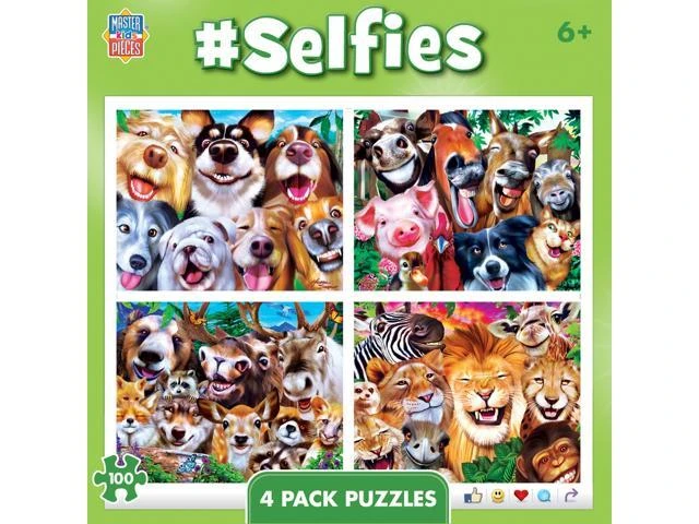 Master Pieces 11938 Selfies Puzzles - 100 Piece&#44; Pack of 4