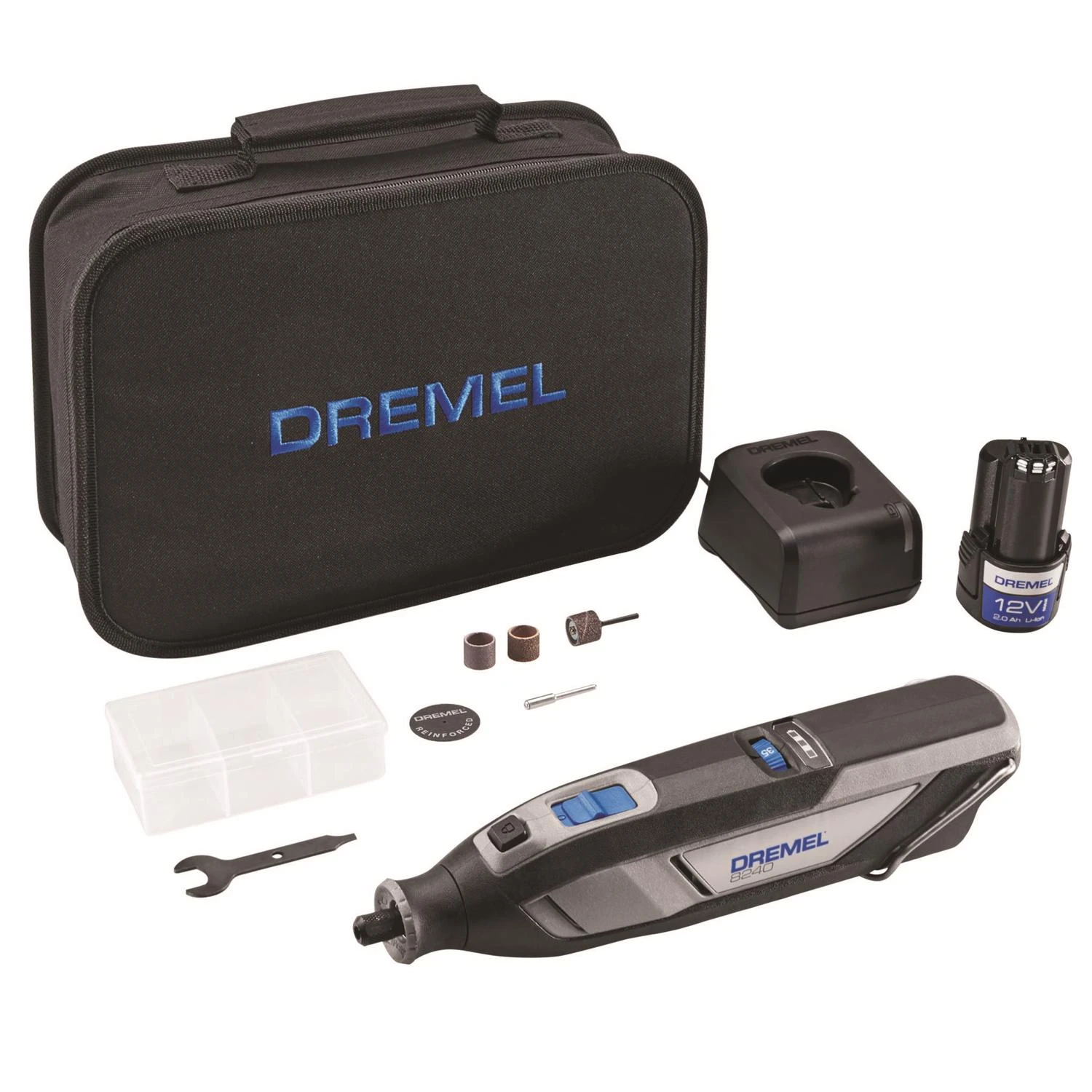 8240-5 12v Cordless Rotary Tool Kit With Battery, Charger, Accessories & Storage Bag