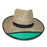 Unisex Straw Visor Outback Hat With Green Sunshade