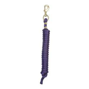 Leather Purple Poly Lead Rope With Solid Brass 225 Snap For Horses
