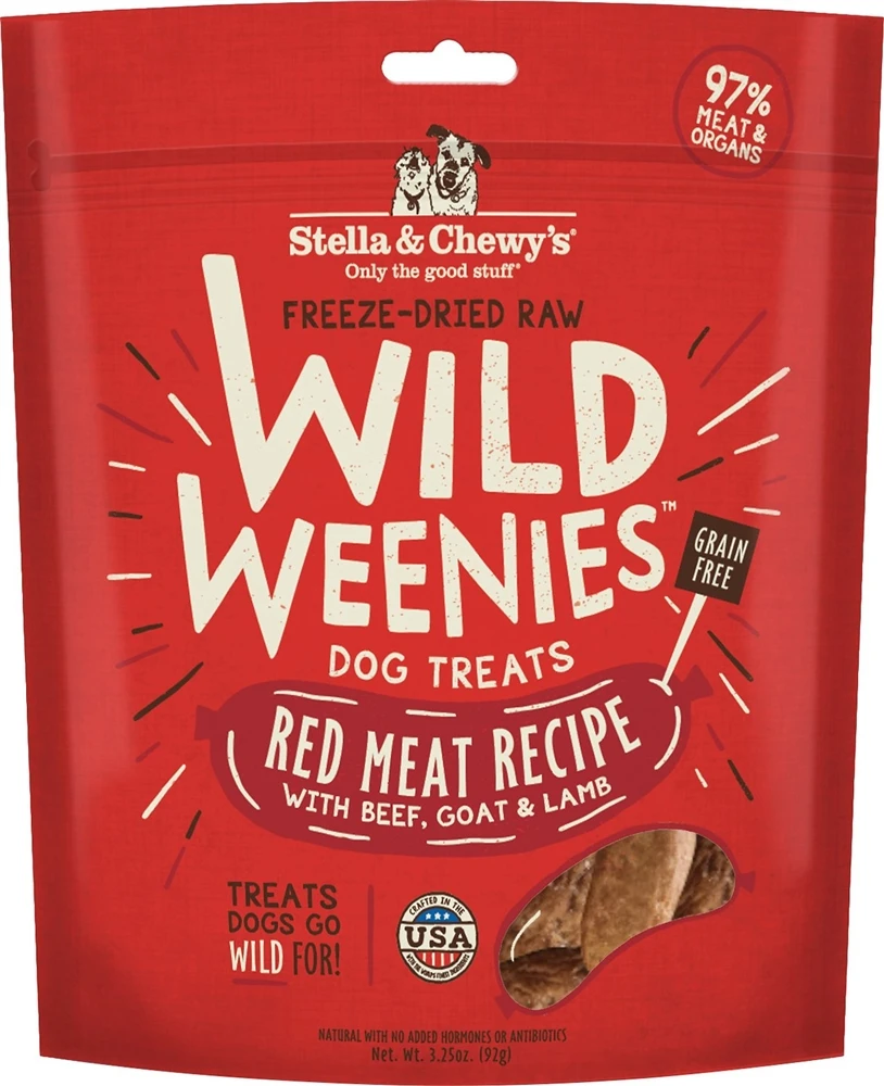 Stella And Chewys Freeze-dried Raw Wild Weenies Dog Treats RED MEAT Recipe 3.25 Oz