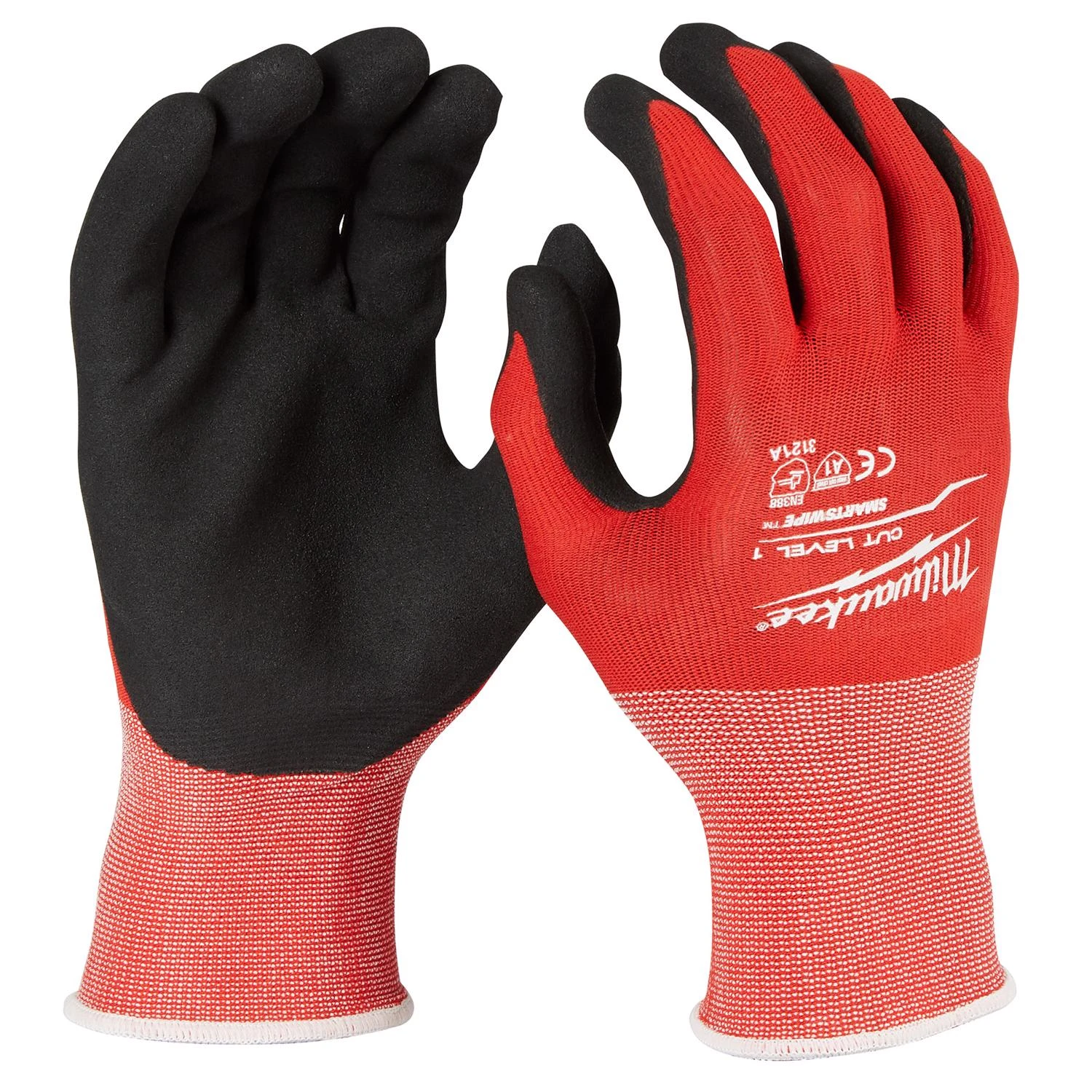 Small Red Nitrile Dipped Work Gloves - Level 1 Cut Resistant - Size Small