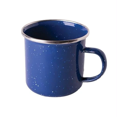 Enamel Coffee Mug With Stainless Steel Edge - 22 Ounce Capacity
