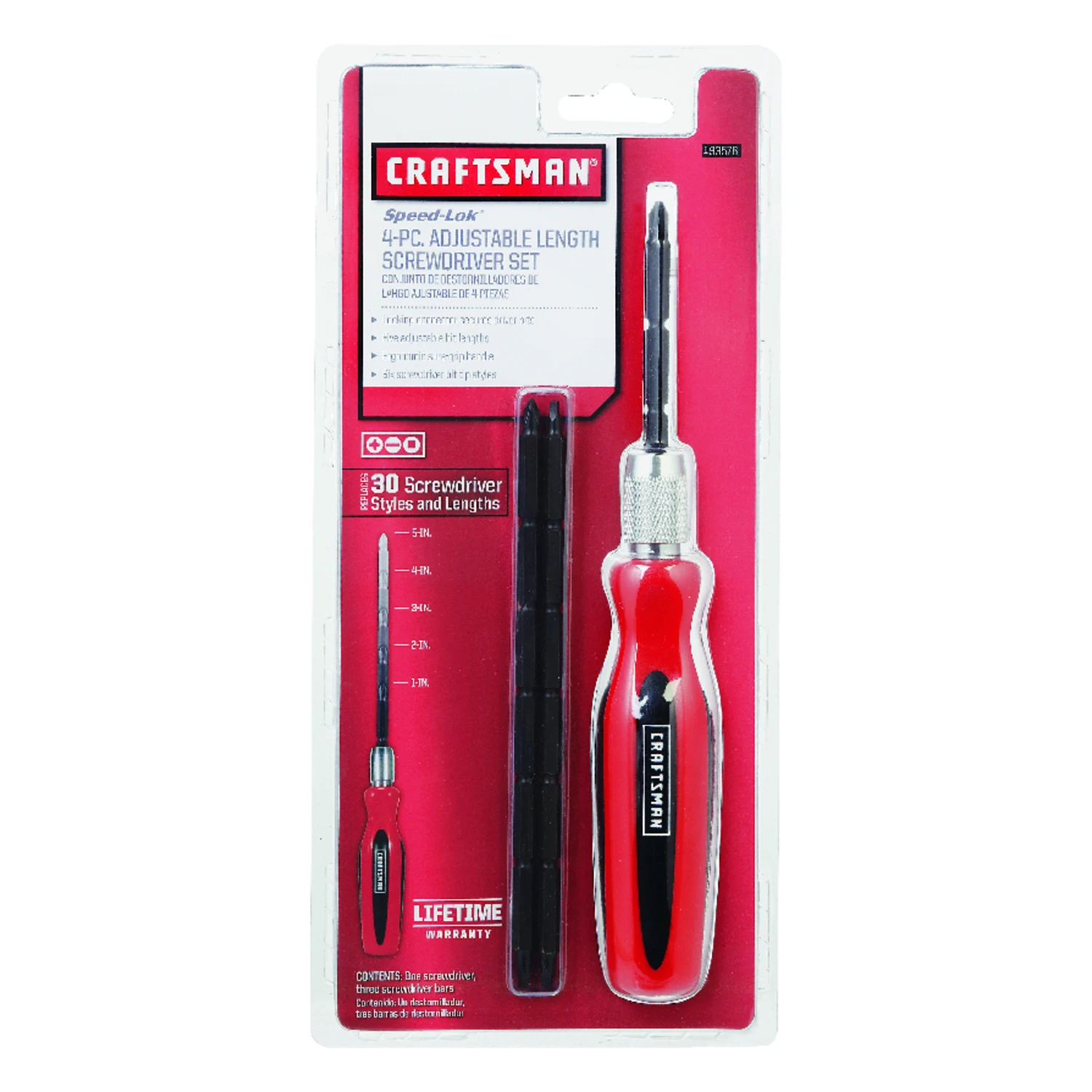 Adjustable Length Multi-bit Screwdriver Set 9.5 In. 4 Pieces
