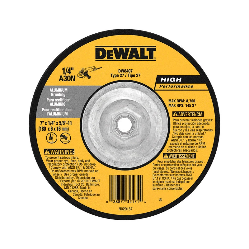 DeWalt High Performance 7 in. Dia. x 1/4 in. thick x 5/8 in. Grinding Wheel 1 pc.
