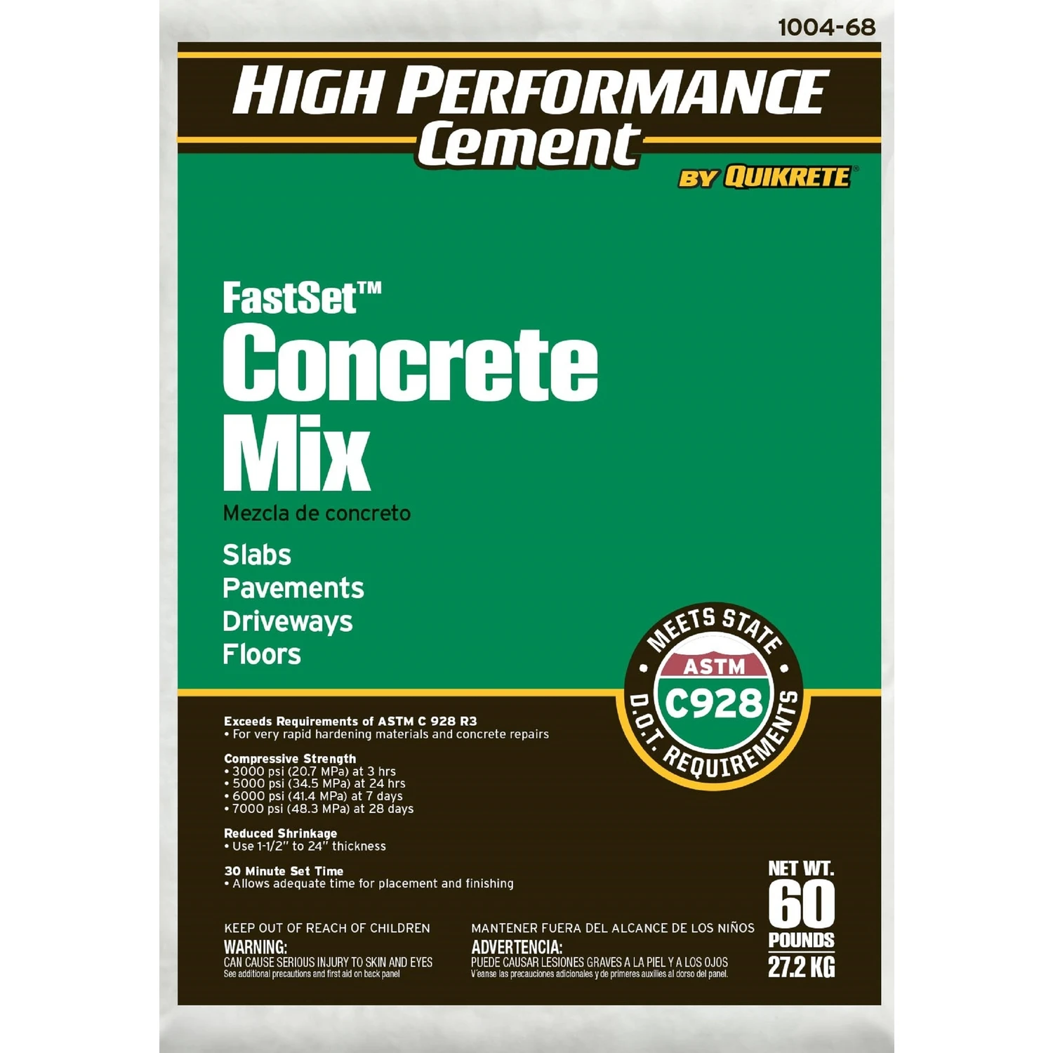 Fastset Concrete Mix 60 Lb - High Performance Rapid Hardening Cement