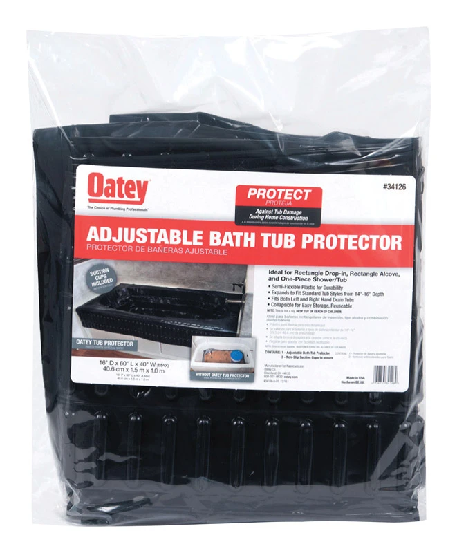 2 H X 15 In. W X 15 In. L Black Adjustable Bathtub Protector