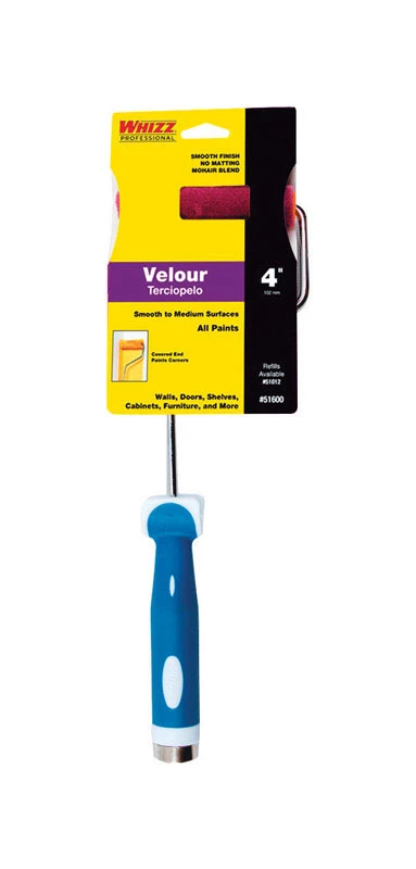 4 In. Mini Paint Roller Frame And Cover With Threaded End For Smooth Surfaces