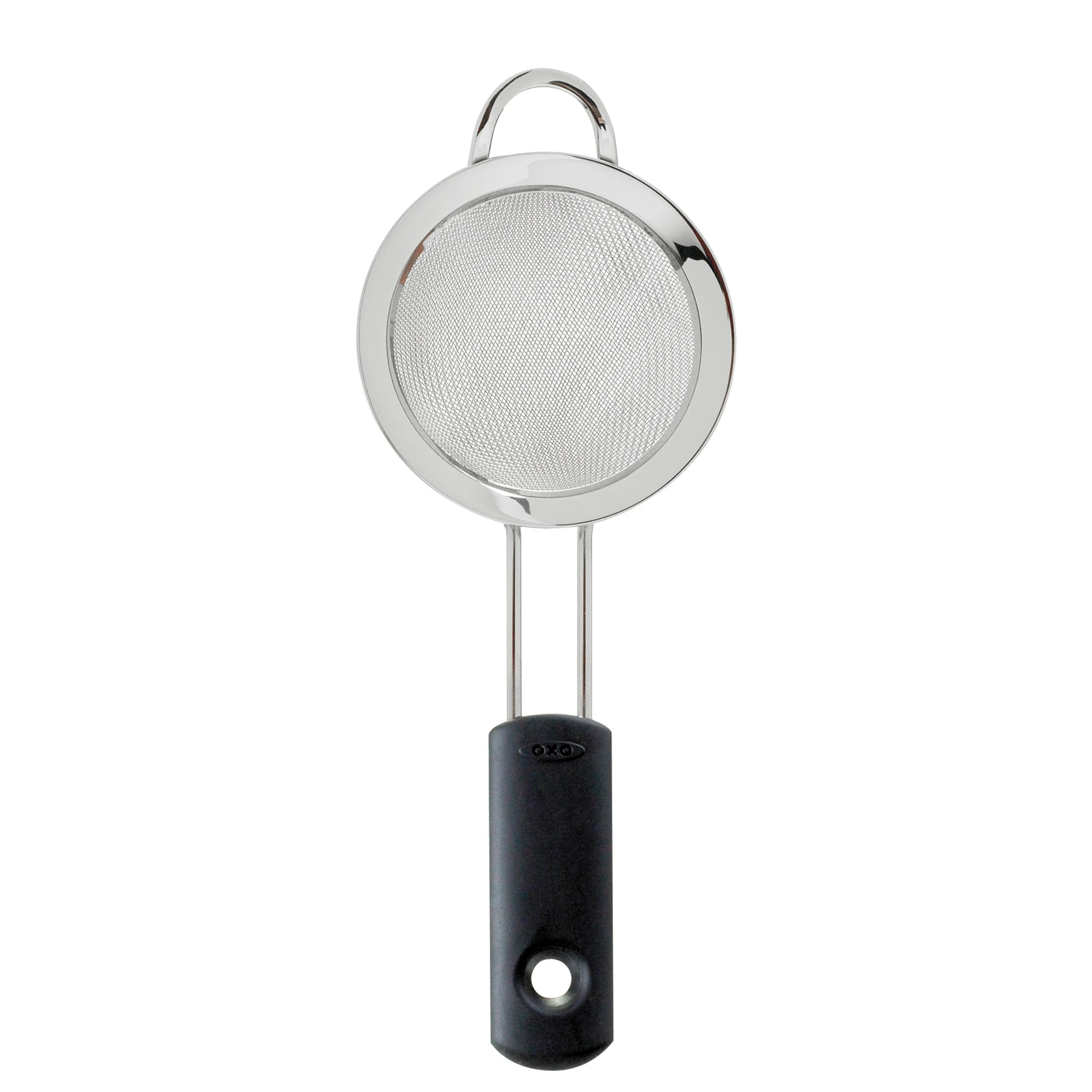 Good Grips 3 In. W X 8 In. L Silver/black Stainless Steel Mini Strainer