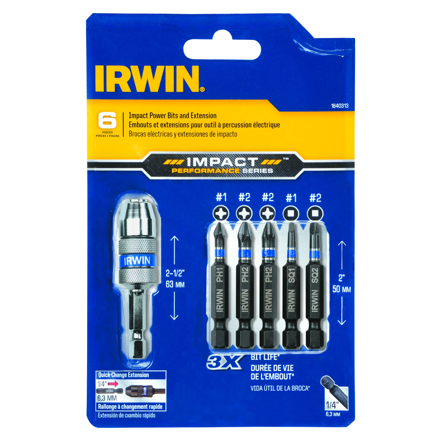 Impact Performance Series 6-piece Phillips/square Impact Drive Guide Set Steel
