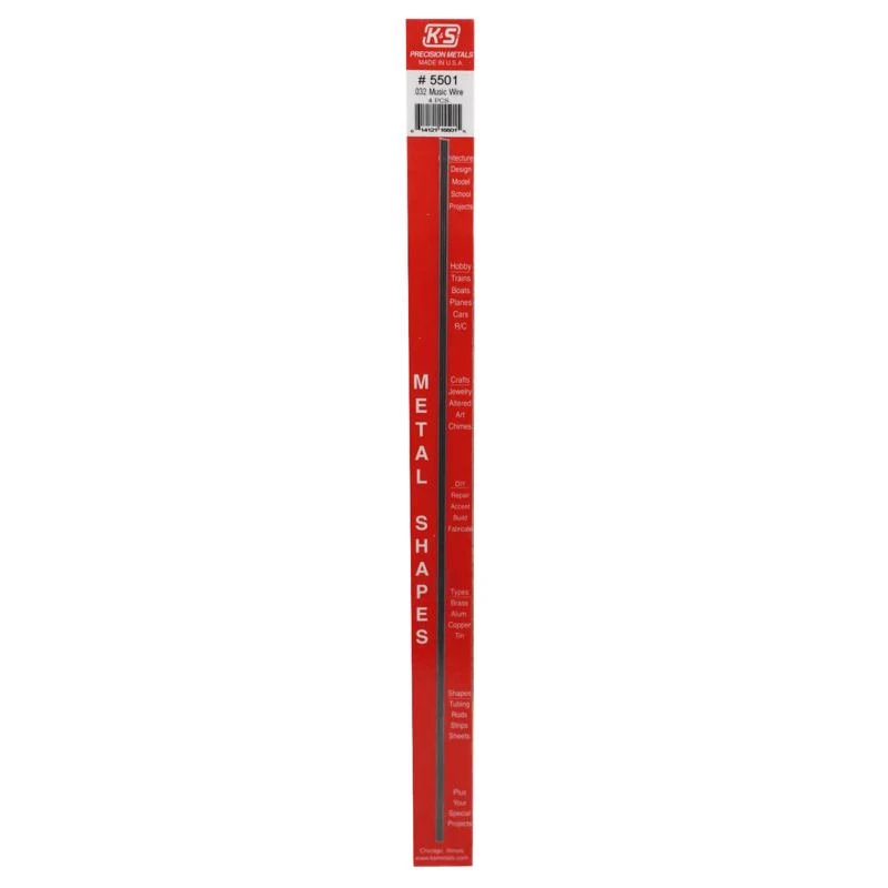 .032 In. Diameter X 1 Ft. Long Steel 22 Gauge Music Wire